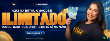 Imagem promocional da 119bet mostrando a plataforma e suas vantagens