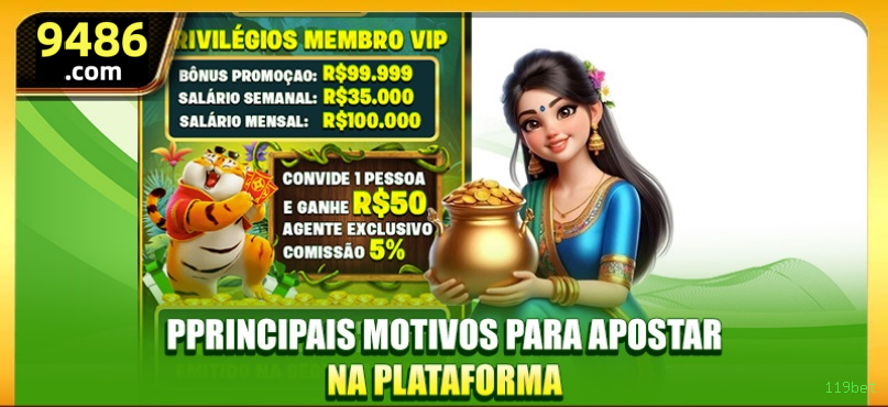 Imagem promocional da 119bet mostrando a plataforma e suas vantagens